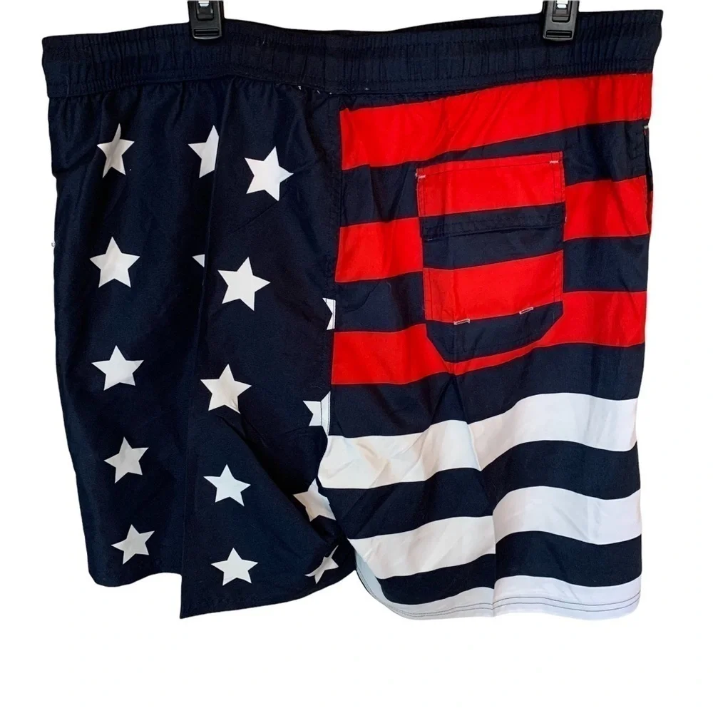 🆕 US Flag Swimming Trunks Polo Men’s XXL